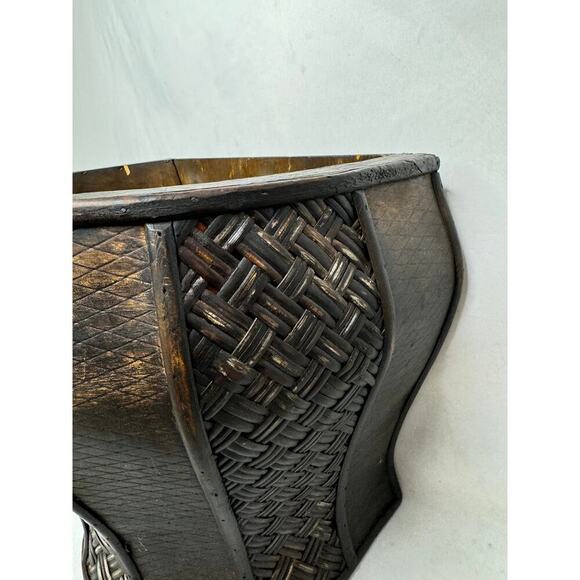 Vintage Wood & Weave Panel Decorative wall Planter - Picture 4 of 10